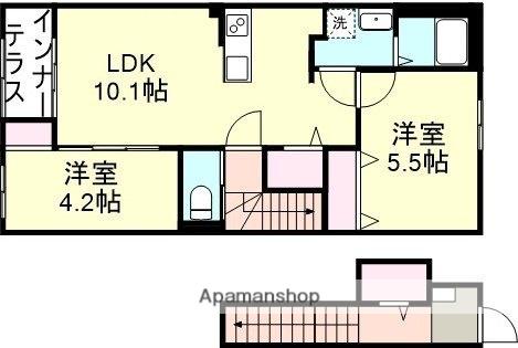 メゾン・ド・コローレ(2LDK/2階)の間取り写真