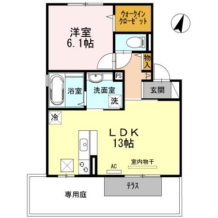 岡山県倉敷市 2階建 築15年(1LDK/1階)の間取り写真