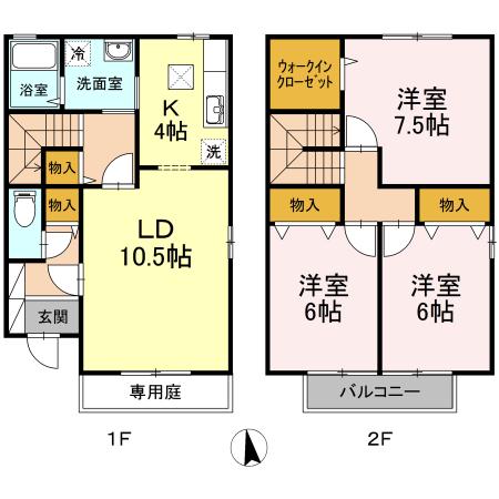 カトルセゾン　Ｂ棟(3LDK)の間取り写真