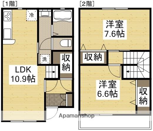 ミュージアタウン片島町B棟(2LDK/2階)の間取り写真