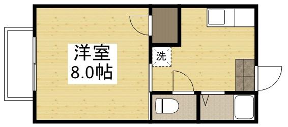 茶屋町エビスコーポ(1K/2階)の間取り写真