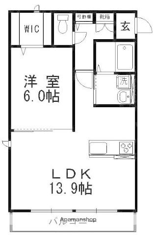 ウィステリアⅠ(1LDK/2階)の間取り写真
