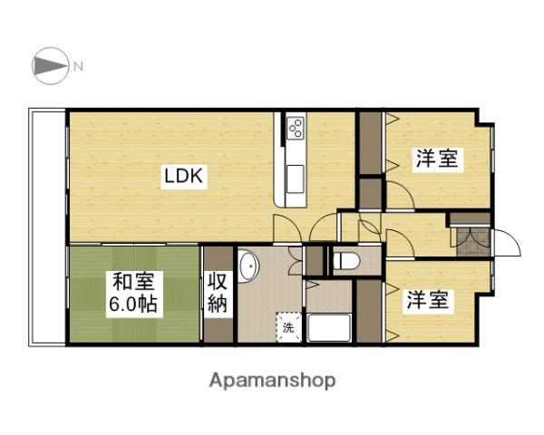 エメラルドマンション倉敷中島(3LDK/2階)の間取り写真