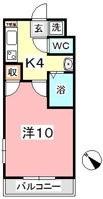 ヴェルニパレ(1K/4階)の間取り写真