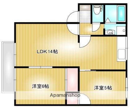 SCHOLA白楽町 B棟(2LDK/1階)の間取り写真