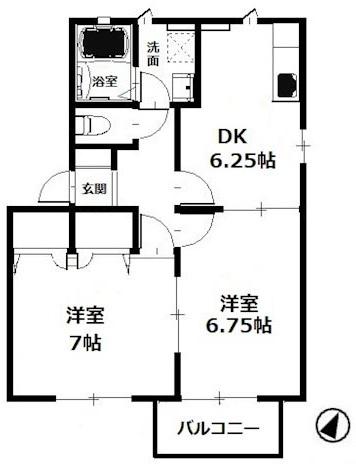 サンキャロットA(2DK/2階)の間取り写真