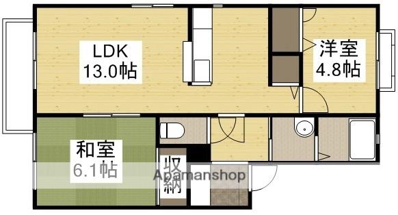 サンライフ東塚 A棟(2LDK/2階)の間取り写真