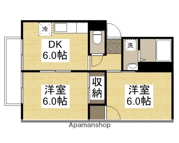 プレジール富井A棟(2DK/1階)の間取り写真