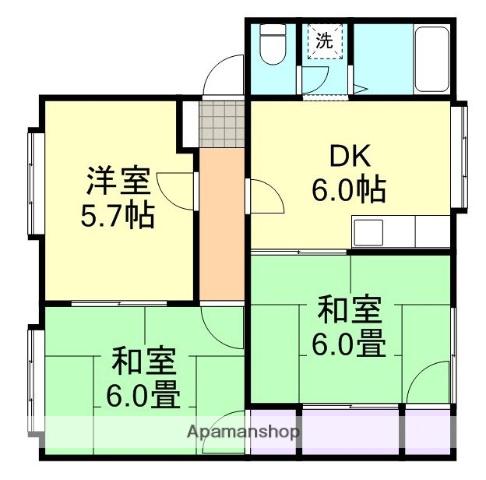 グランドール大山(3DK/1階)の間取り写真