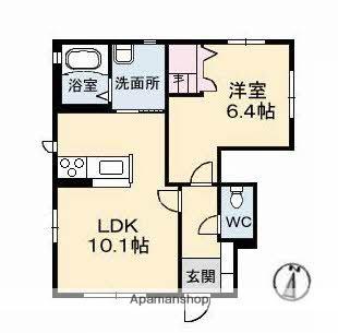 シャン・フルーレ(1LDK/1階)の間取り写真