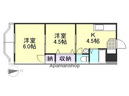 マンションNEWオアシス岡本(2K/3階)の間取り写真