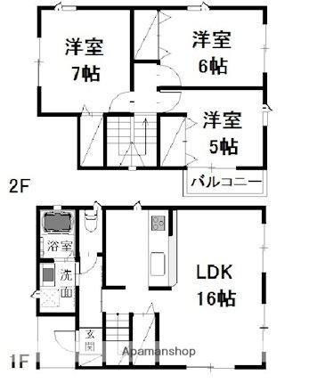 水島臨海鉄道 弥生駅 徒歩31分 2階建 築16年(3LDK)の間取り写真