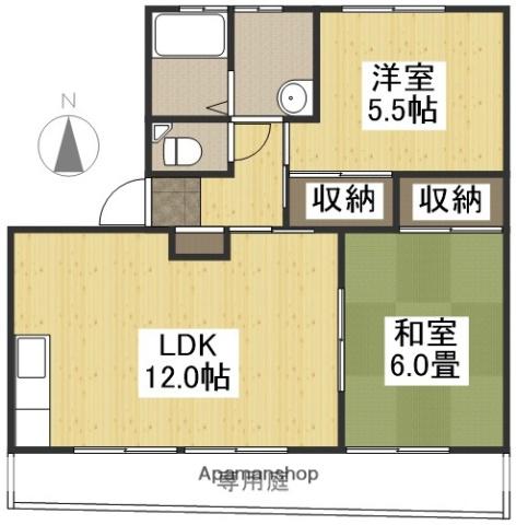 サンライフ粒江(2LDK/1階)の間取り写真