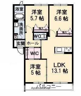 グランマストティアラB棟(3LDK/2階)の間取り写真