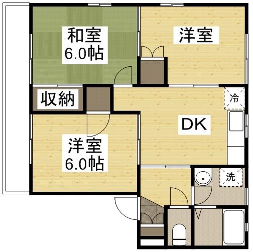 メゾニティーブラッサムB(3DK/2階)の間取り写真