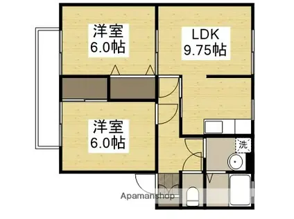 リバーサイド早島 B(2DK/2階)の間取り写真