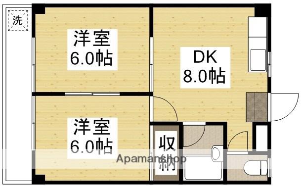 メゾンフルールⅠ(2DK/2階)の間取り写真