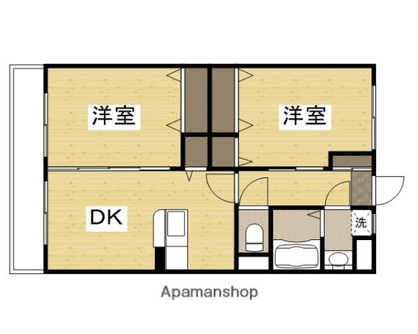 ユーミー川辺(2DK/3階)の間取り写真