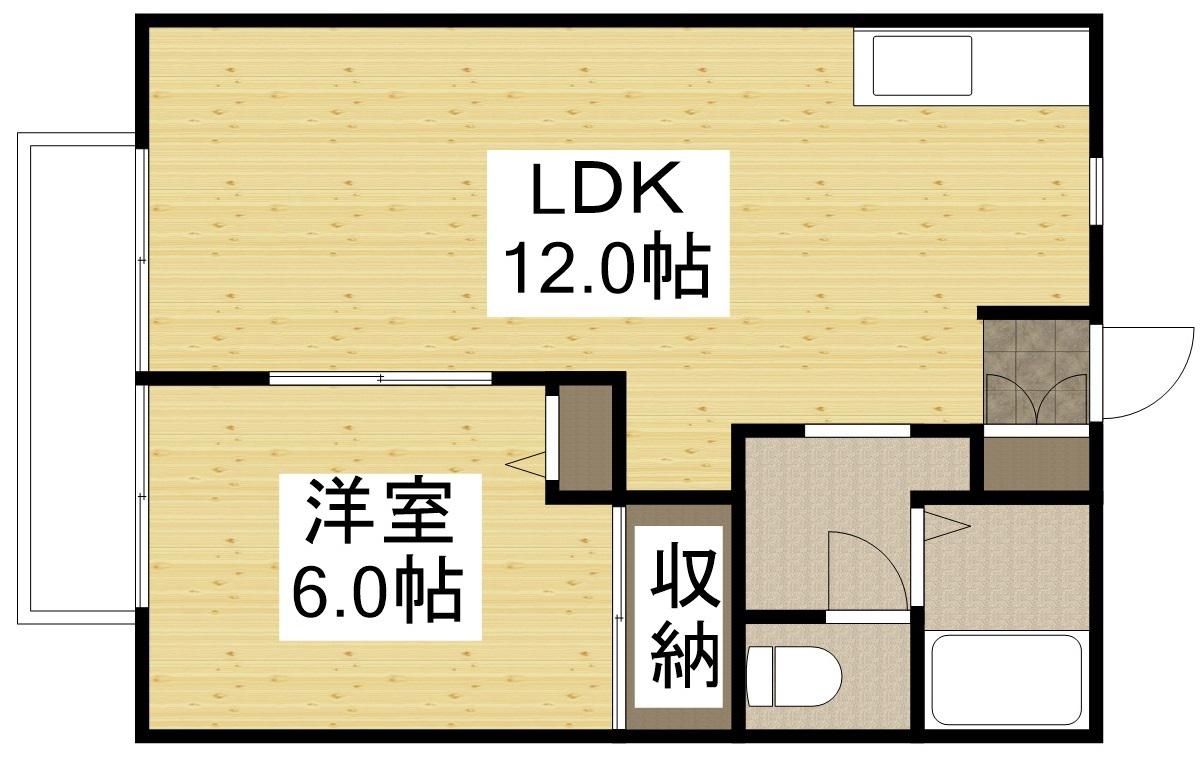 ぼくんちPARTⅡ(1LDK/2階)の間取り写真