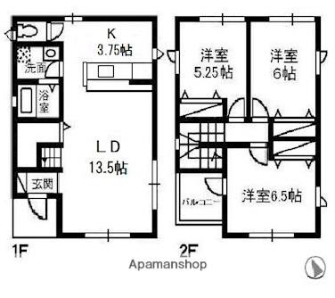 山陽本線 西阿知駅 徒歩15分 2階建 築17年(3LDK)の間取り写真