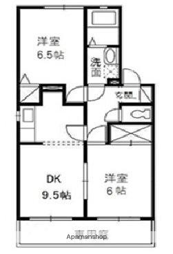レイクスワン(2DK/1階)の間取り写真