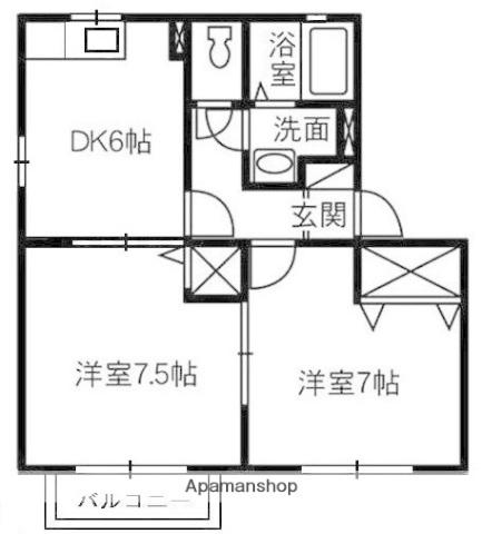 メゾンレオC棟(2DK/2階)の間取り写真