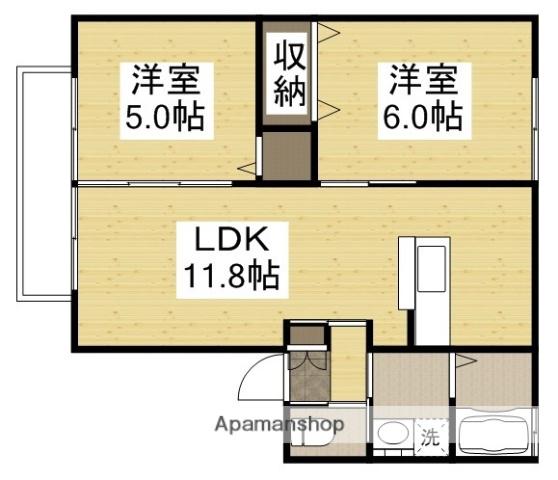 キャンベルC(2LDK/2階)の間取り写真