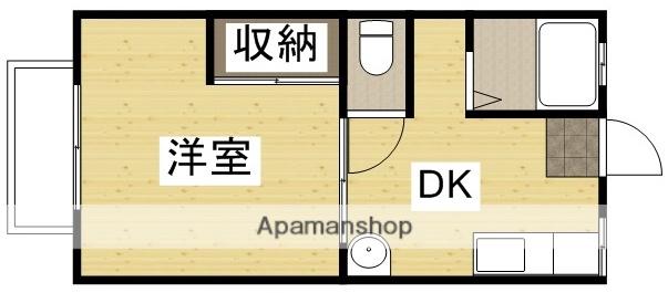 グリーンヒルズM棟(1DK/2階)の間取り写真