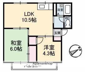 プレジール梶谷(2LDK/2階)の間取り写真