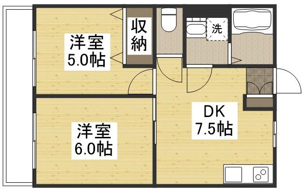ロワジールⅤ(2DK/1階)の間取り写真