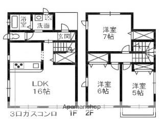 山陽本線 金光駅 徒歩12分 2階建 築17年(3LDK)の間取り写真