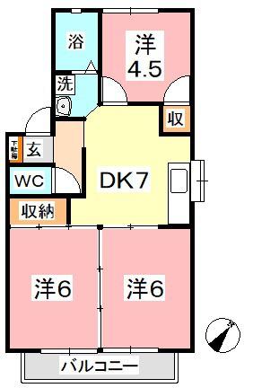 アリオカコーポ(3DK/1階)の間取り写真