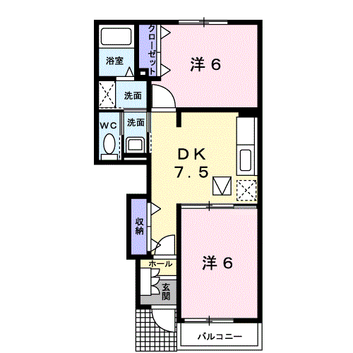 セレッソⅢ(2DK/1階)の間取り写真