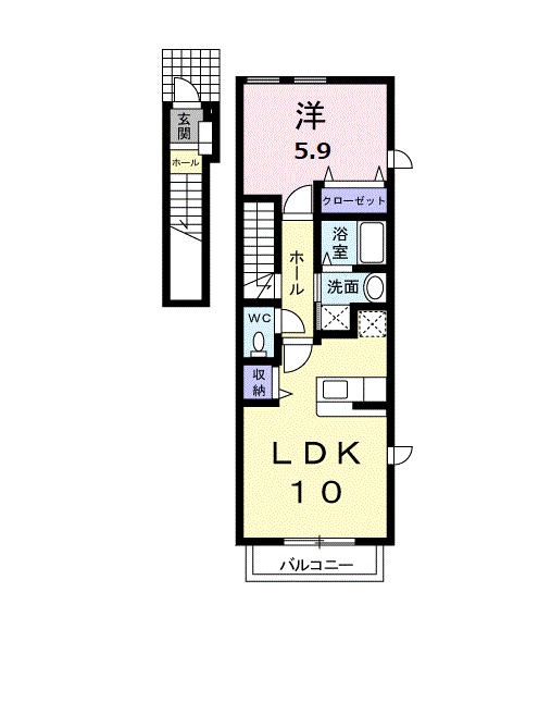 サンセベリア(1LDK/2階)の間取り写真
