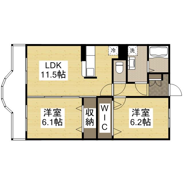 グラシオッソブローテ(2LDK/2階)の間取り写真