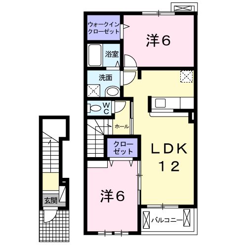 ノース・フィールド(2LDK/2階)の間取り写真