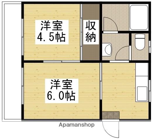 山長ビルB棟(2K/4階)の間取り写真