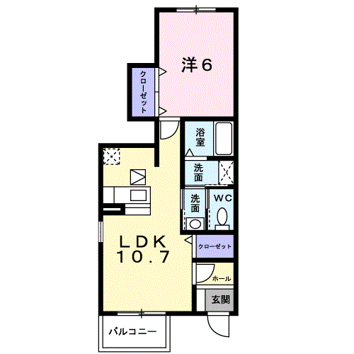 アプローズⅡ(1LDK/1階)の間取り写真