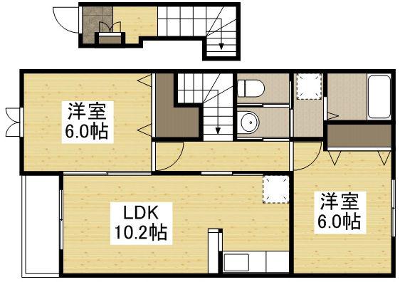 ブルックサイド七島Ⅱ(2LDK/2階)の間取り写真