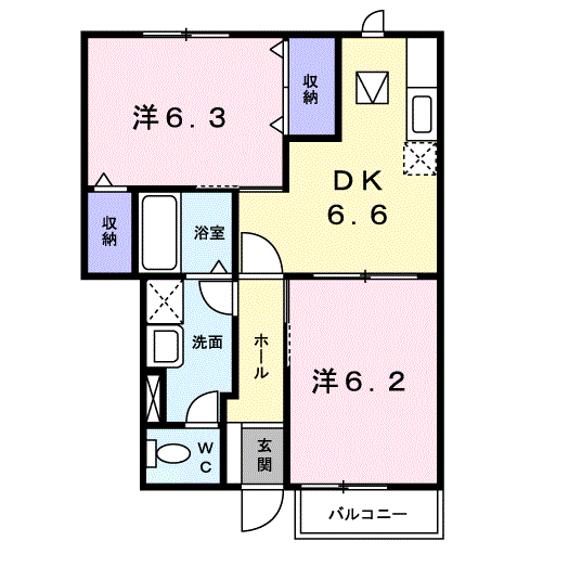 エクセレンス(2DK/1階)の間取り写真