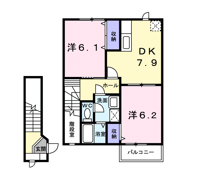 エクセレンス(2DK/2階)の間取り写真