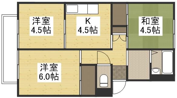 プレジール西岡(3K/1階)の間取り写真