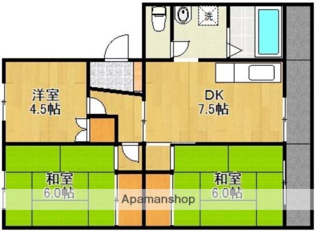 マンション若松(3DK/3階)の間取り写真