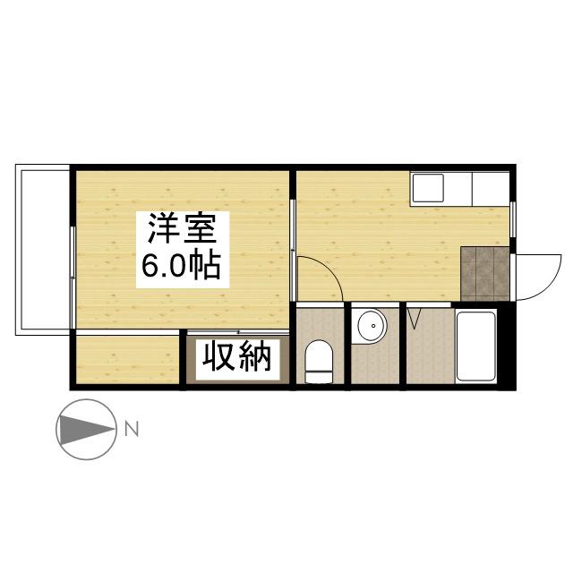 アンダンテ福井B棟(1K/2階)の間取り写真