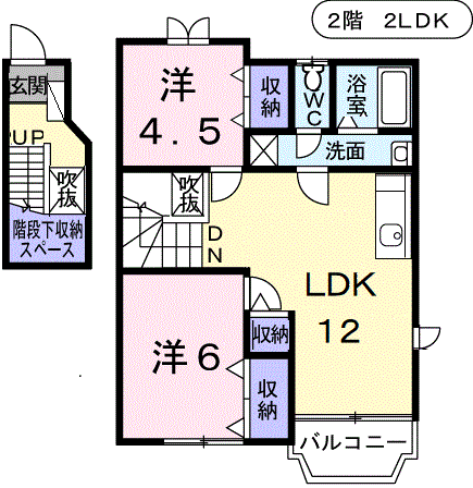 エトワール(2LDK/2階)の間取り写真