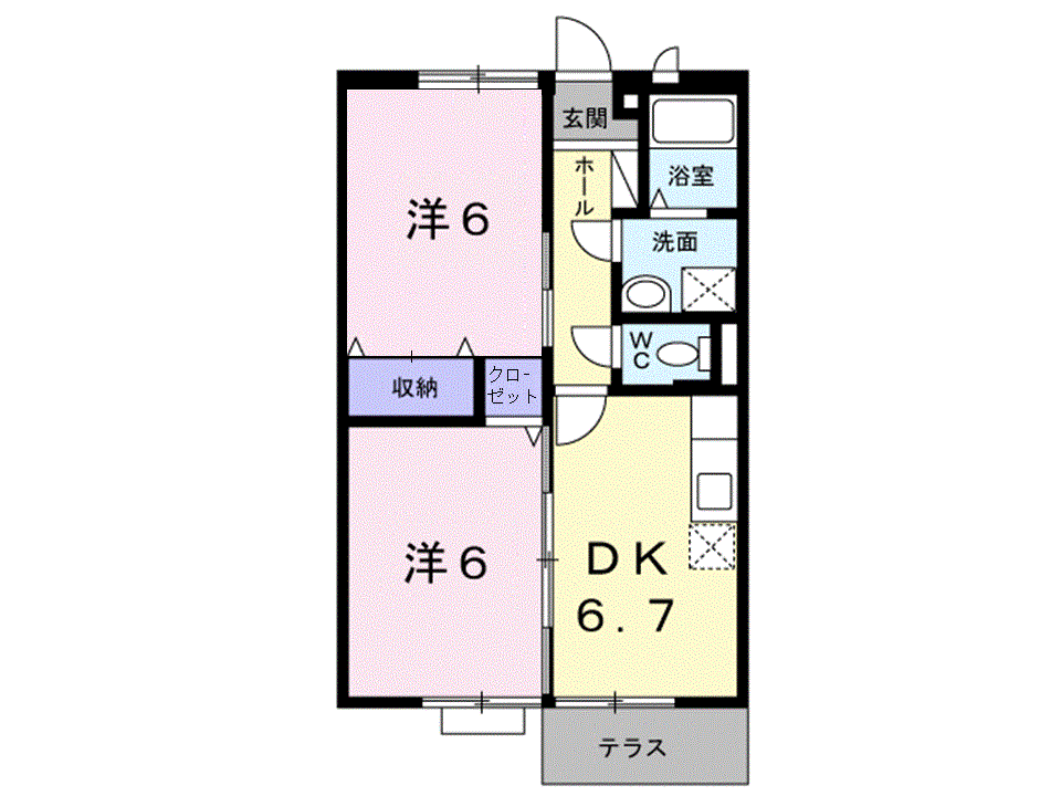 ジェニーハイツ(2DK/1階)の間取り写真