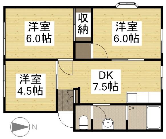 サンタウンコーラルA棟(3DK/2階)の間取り写真