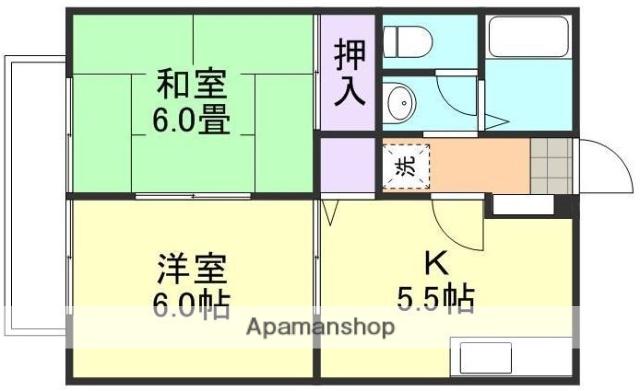 サンライフ中島2 B(2K/2階)の間取り写真