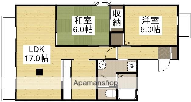 グランディール貝吹(2LDK/2階)の間取り写真