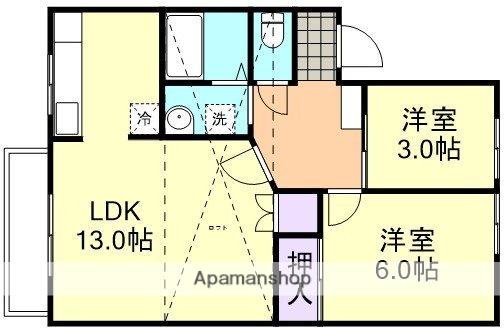 アメニティ倉敷W棟(2LDK/2階)の間取り写真
